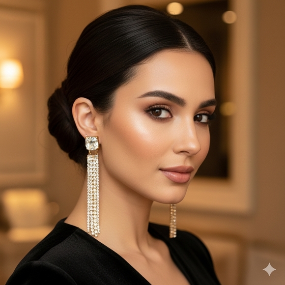 Aldo Classic Gold and Silver Chandelier Rhinestones Earrings